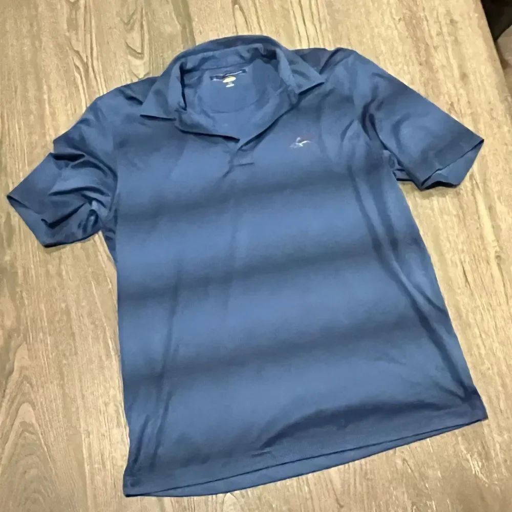 Greg Norman Play Dry Mens L Polo Shirt Golf Short Sleeve Button Front Navy